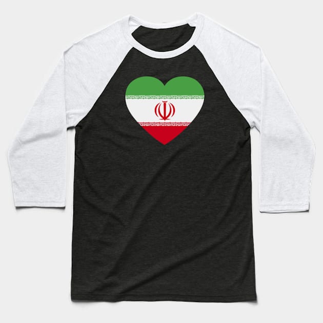 I Love Iran // Heart-Shaped Iranian Flag Baseball T-Shirt by SLAG_Creative